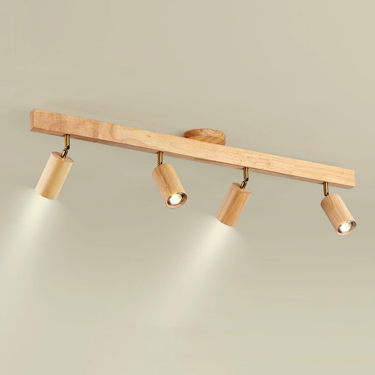 Adjustable Wood Bar Multi-Spot Ceiling Light With Pivot Spotlights