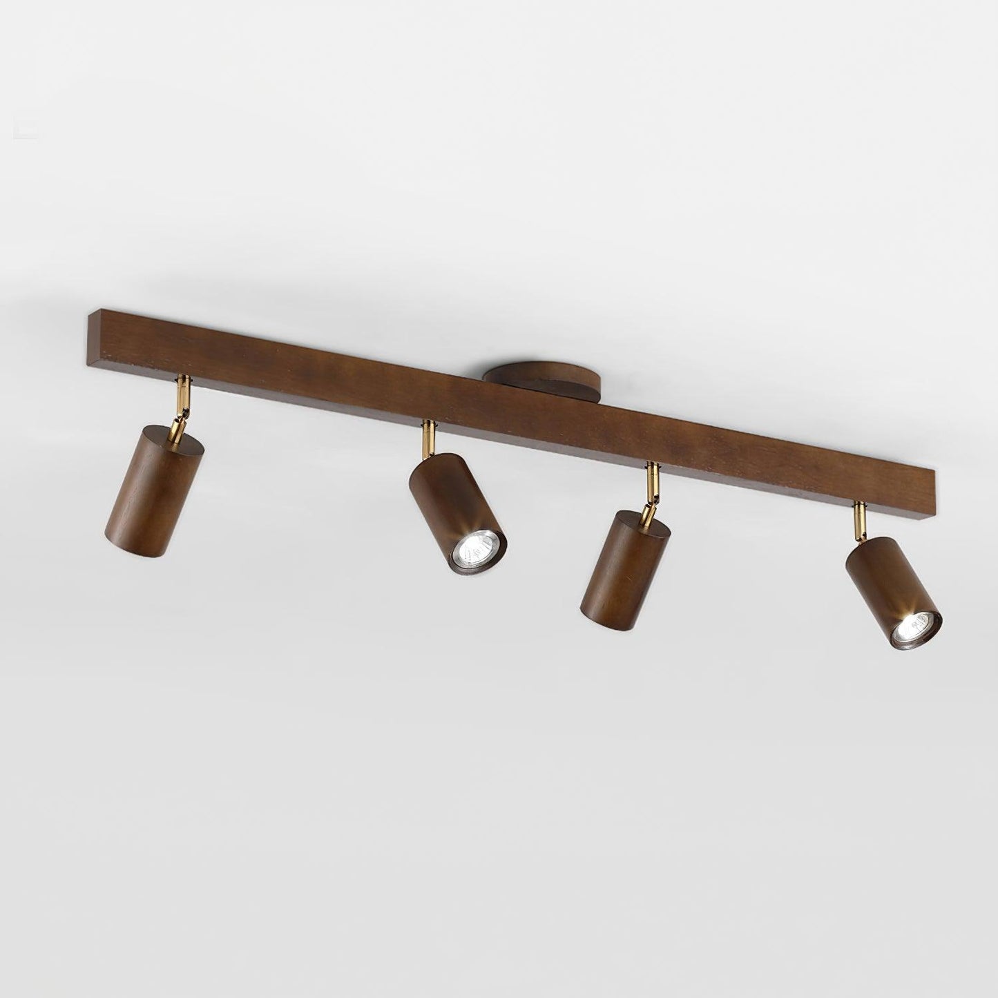 Adjustable Wood Bar Multi-Spot Ceiling Light With Pivot Spotlights