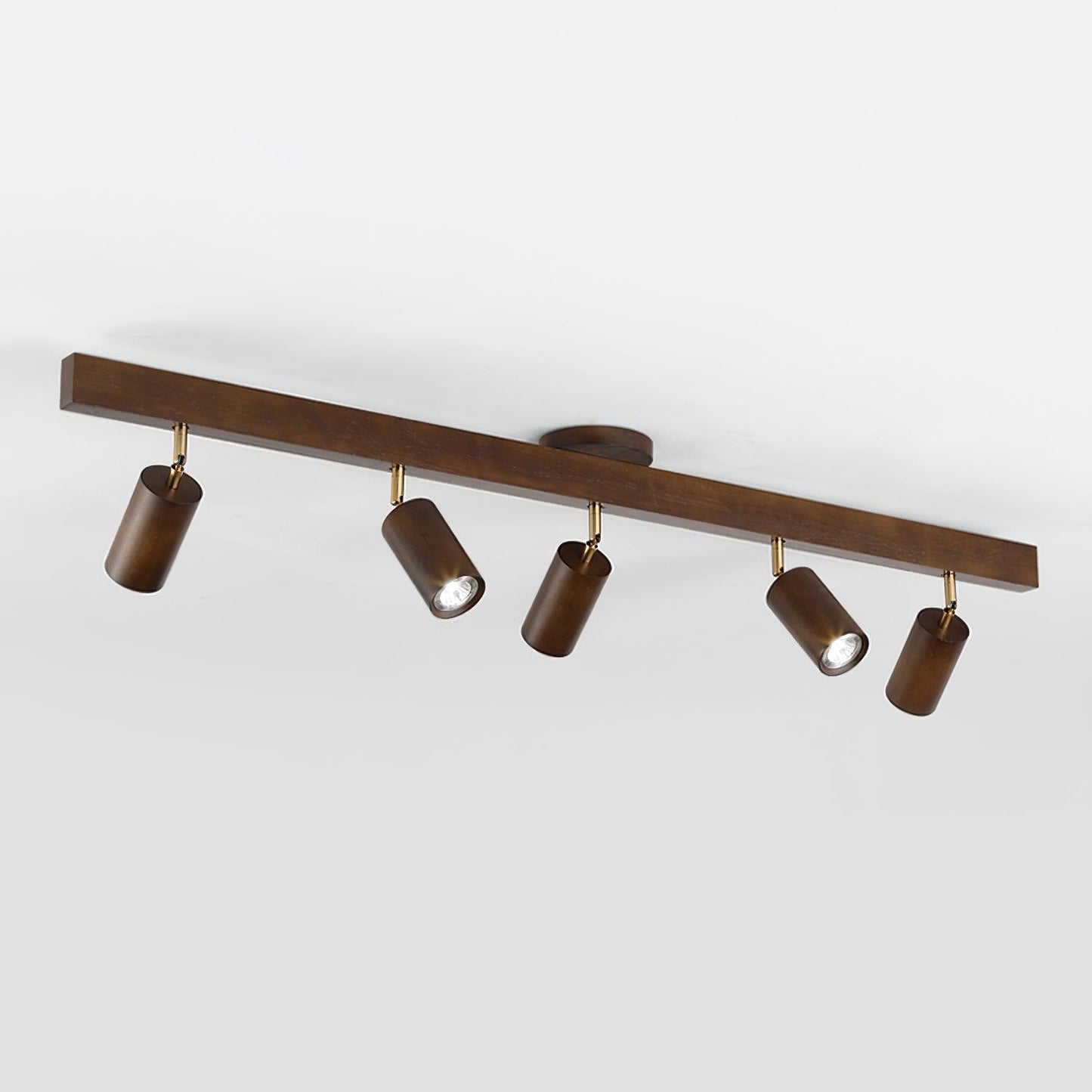 Adjustable Wood Bar Multi-Spot Ceiling Light With Pivot Spotlights