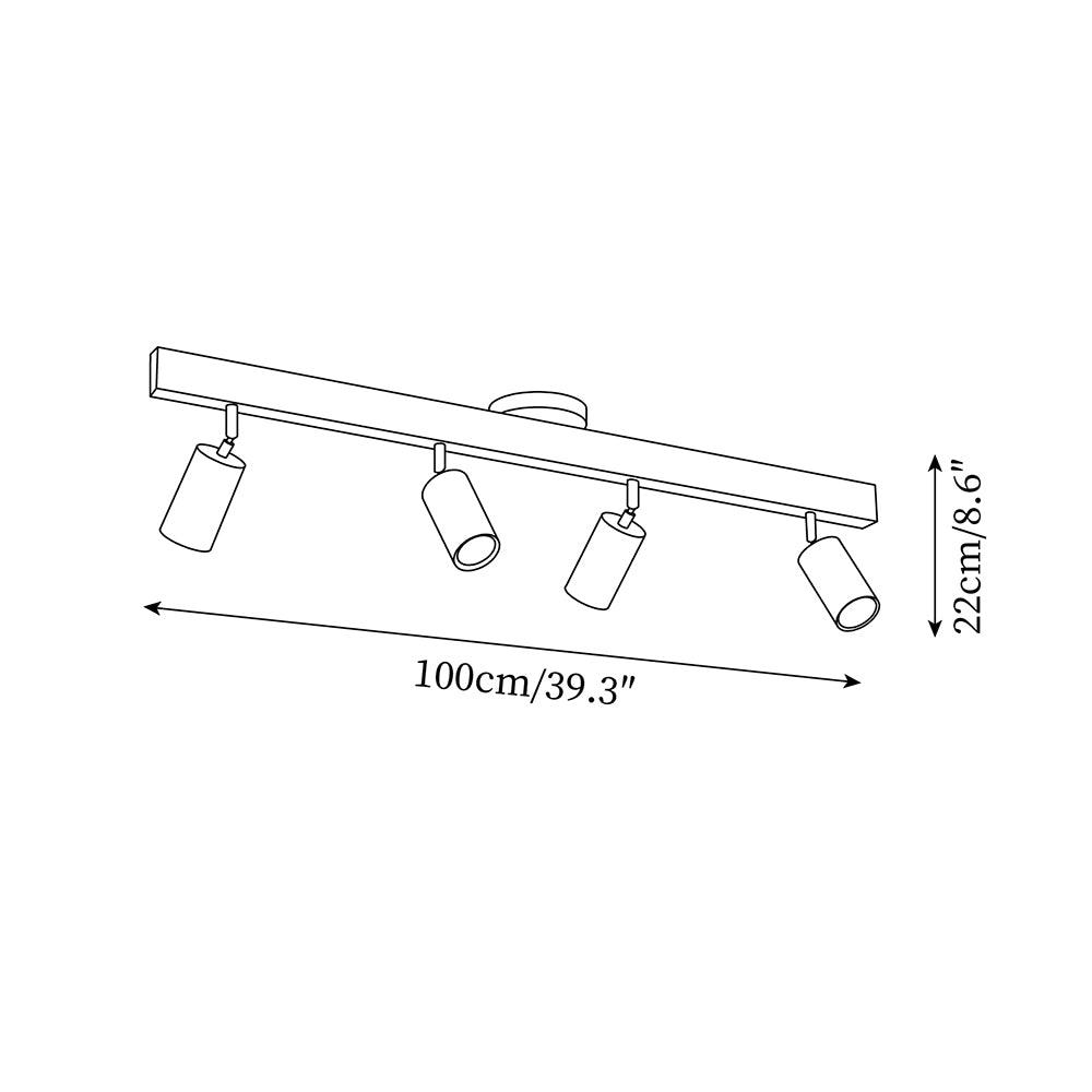 Adjustable Wood Bar Multi-Spot Ceiling Light With Pivot Spotlights