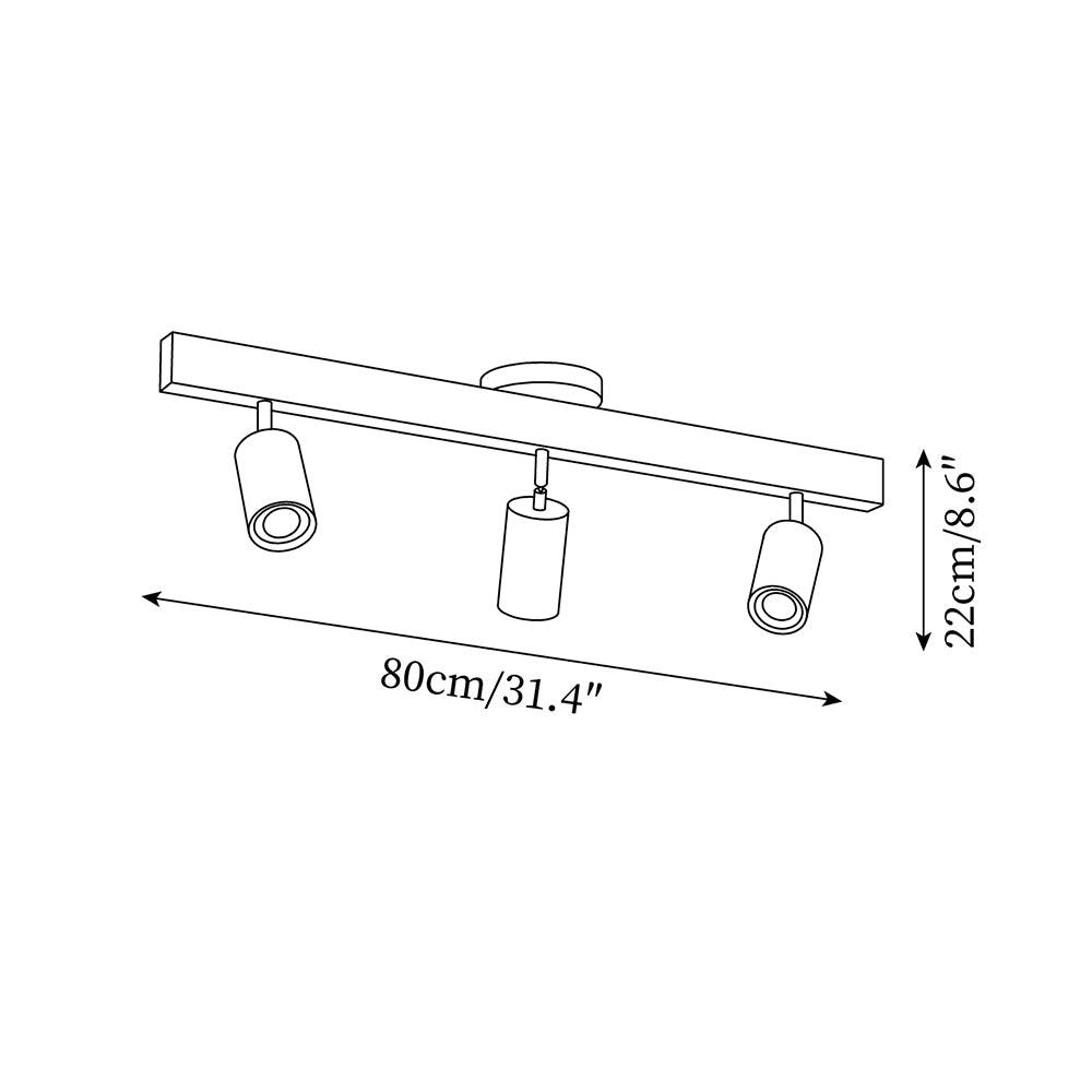 Adjustable Wood Bar Multi-Spot Ceiling Light With Pivot Spotlights