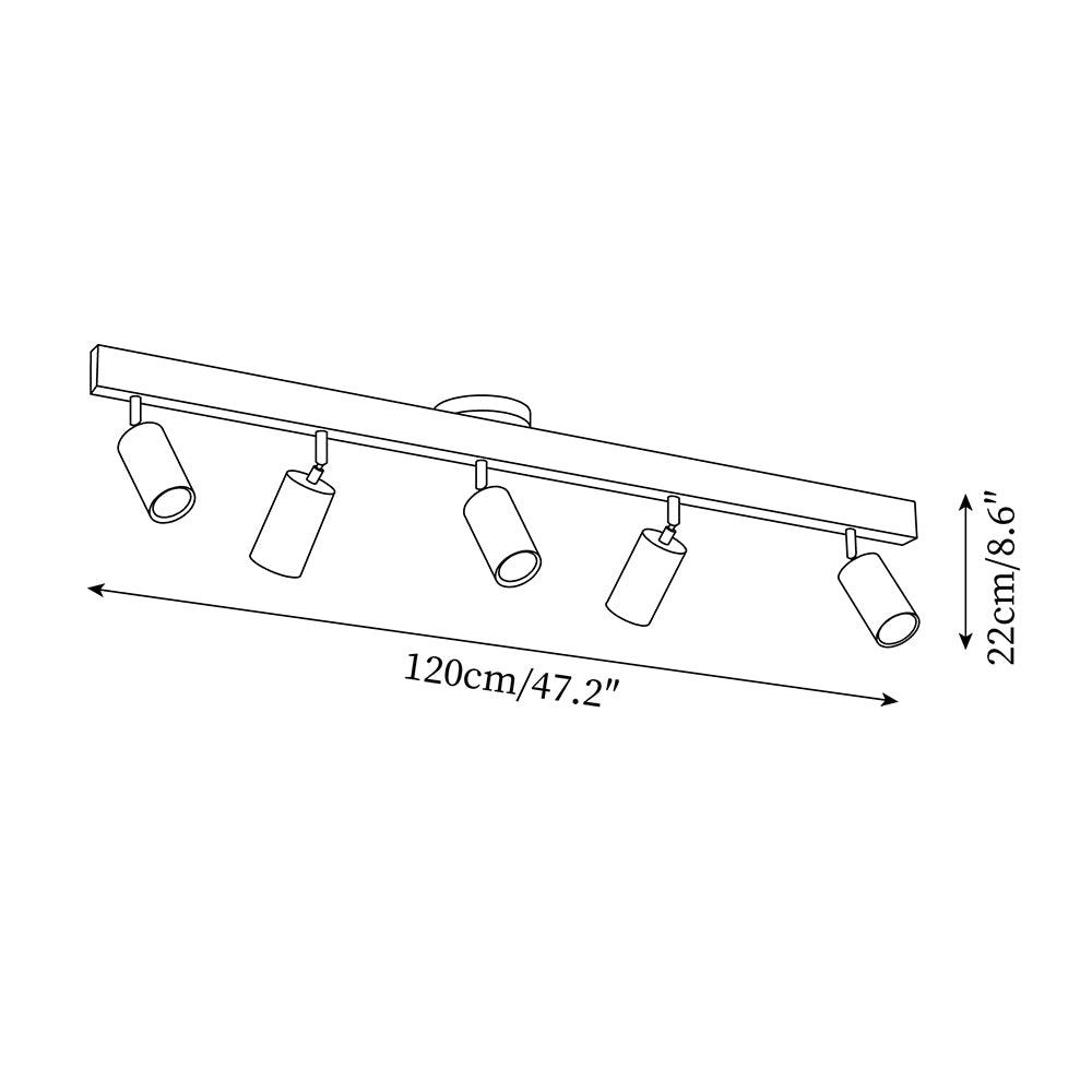Adjustable Wood Bar Multi-Spot Ceiling Light With Pivot Spotlights