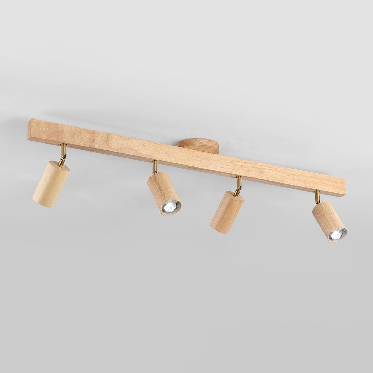 Adjustable Wood Bar Multi-Spot Ceiling Light With Pivot Spotlights