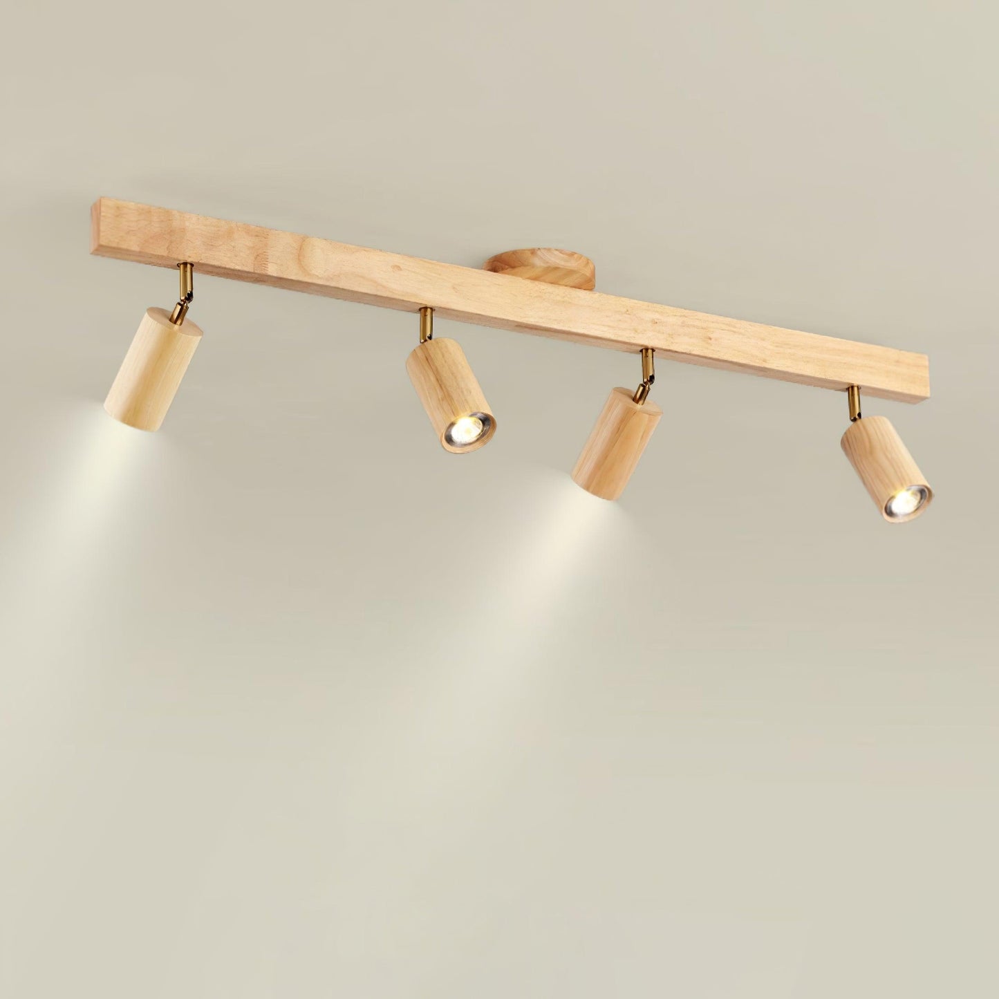 Adjustable Wood Bar Multi-Spot Ceiling Light With Pivot Spotlights