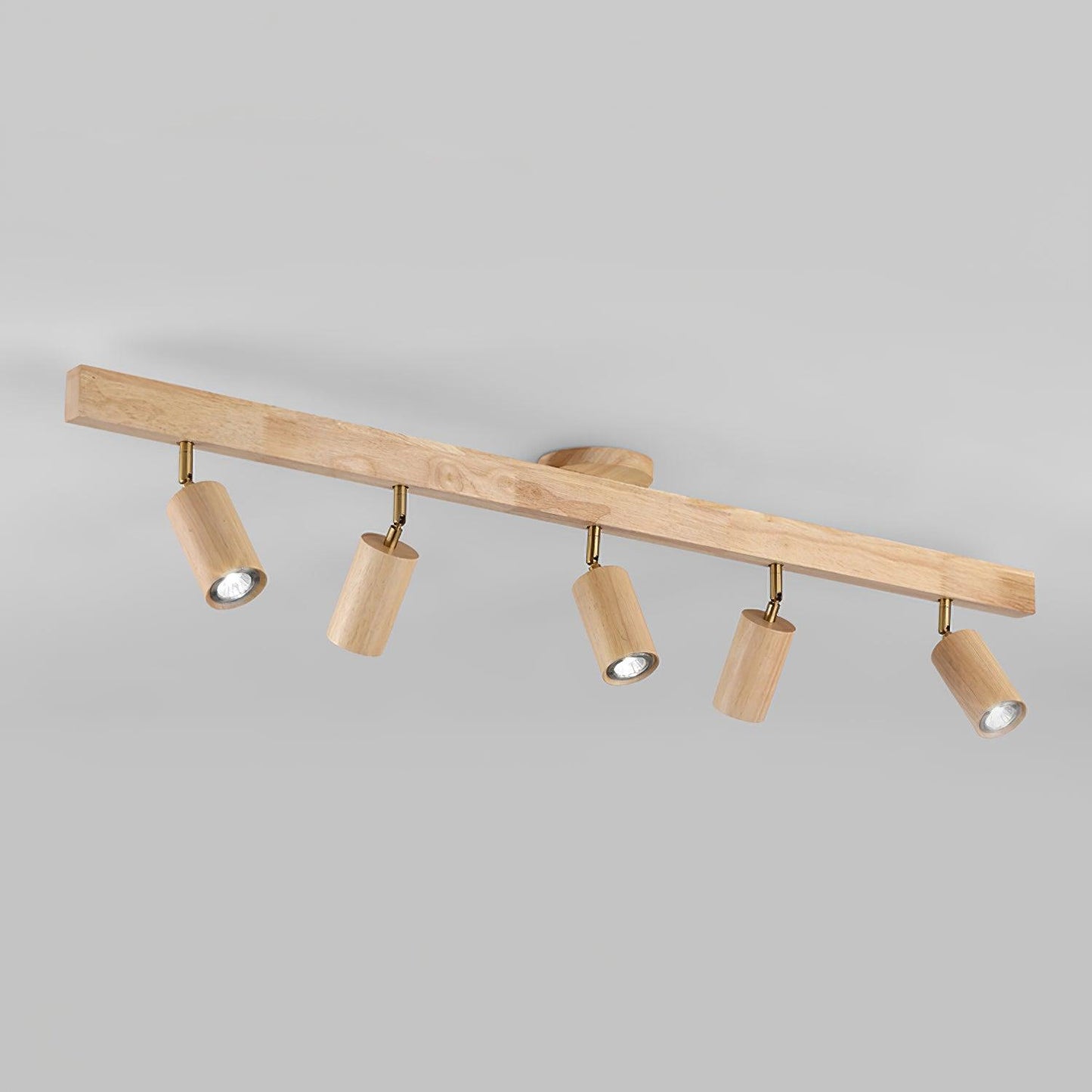 Adjustable Wood Bar Multi-Spot Ceiling Light With Pivot Spotlights