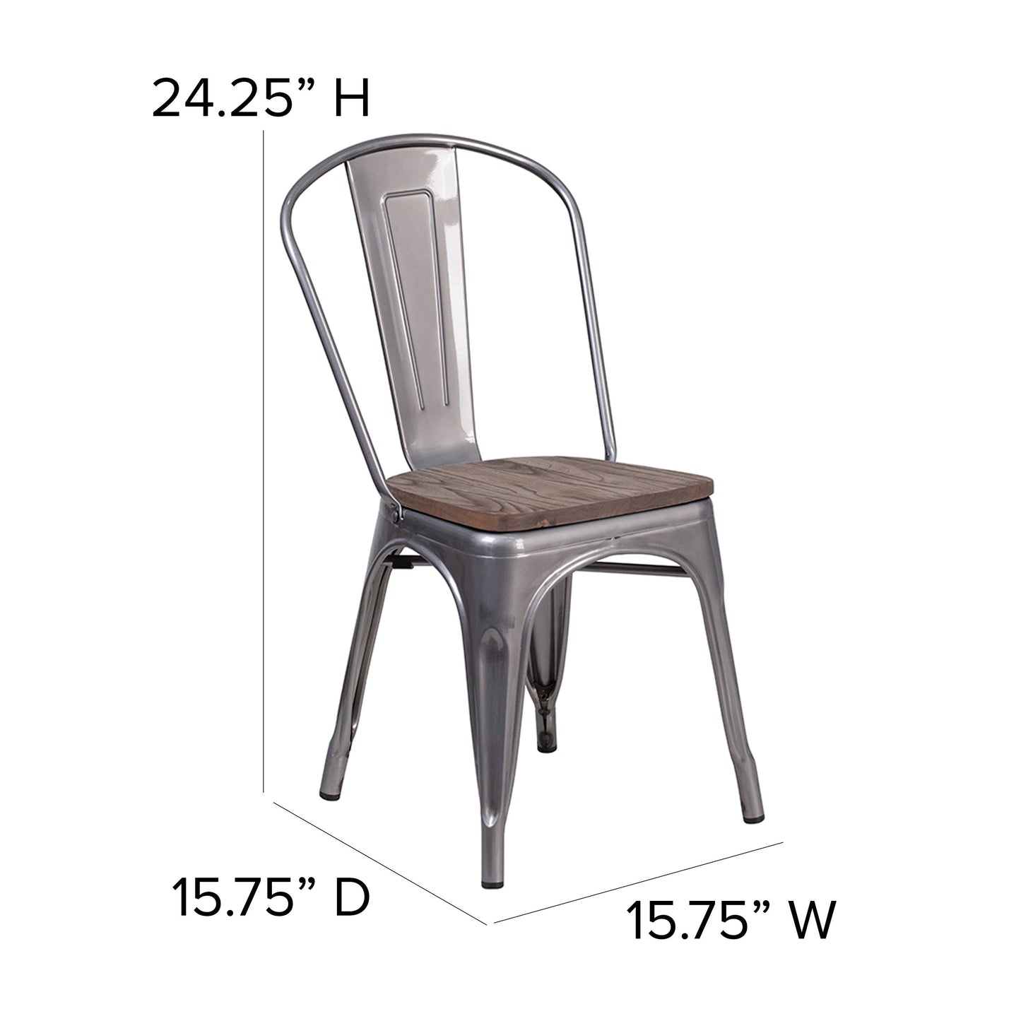 Metal Stackable Chair with Wood Seat