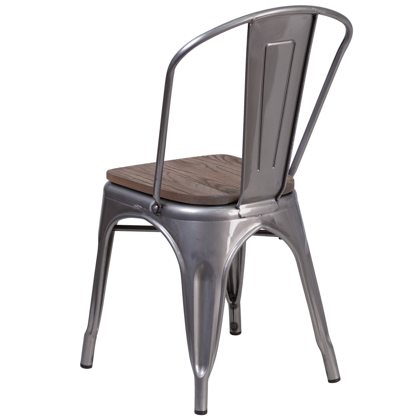 Metal Stackable Chair with Wood Seat