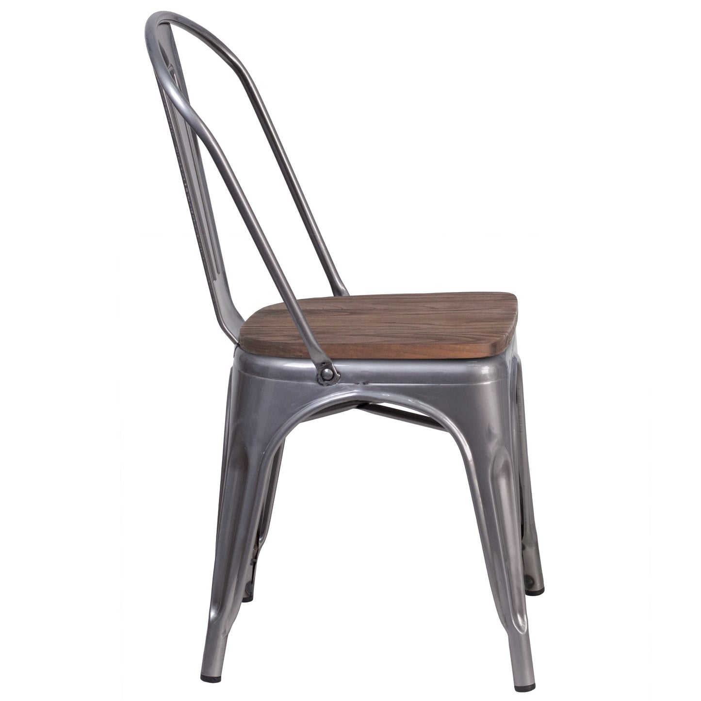 Metal Stackable Chair with Wood Seat