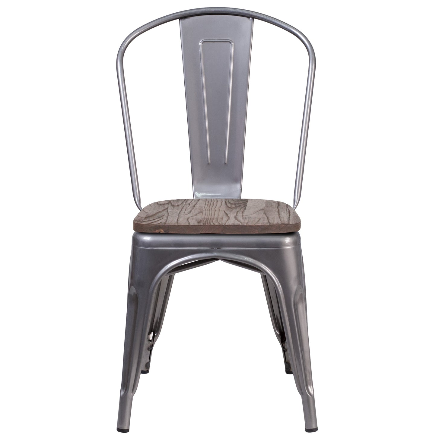 Metal Stackable Chair with Wood Seat