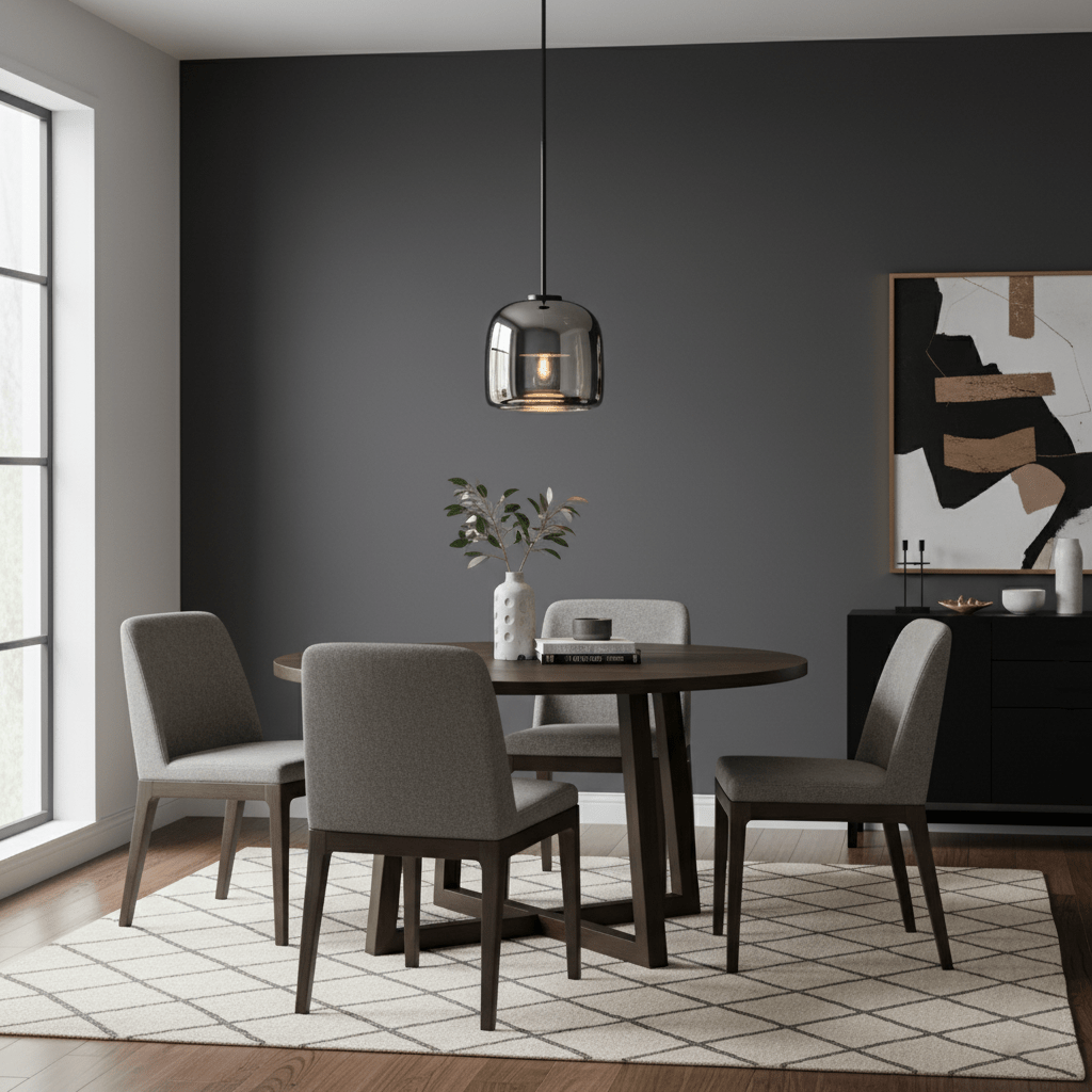 Smoked Glass Dome Pendant Lights With Black Cord