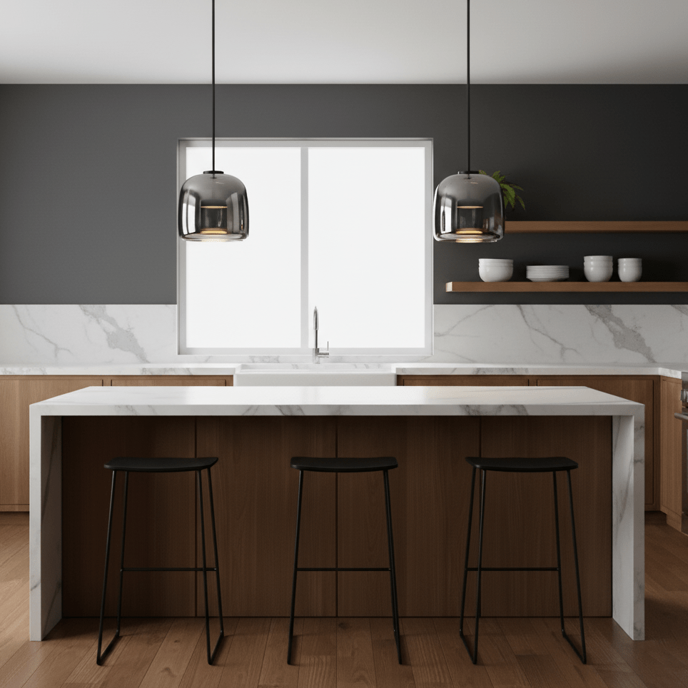 Smoked Glass Dome Pendant Lights With Black Cord