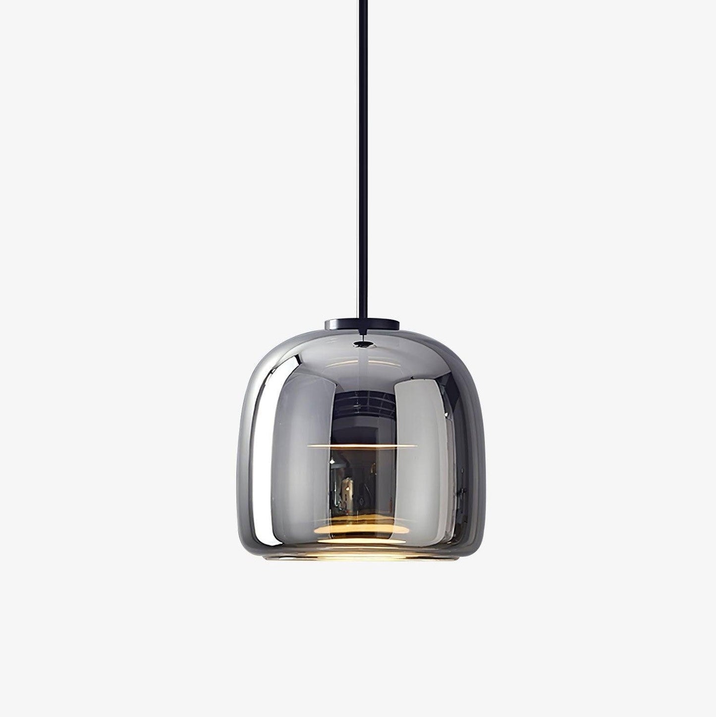 Smoked Glass Dome Pendant Lights With Black Cord