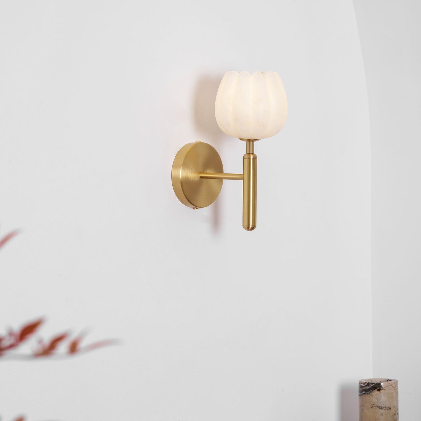 Textured Tulip Shade Wall Lamp With Round Backplate