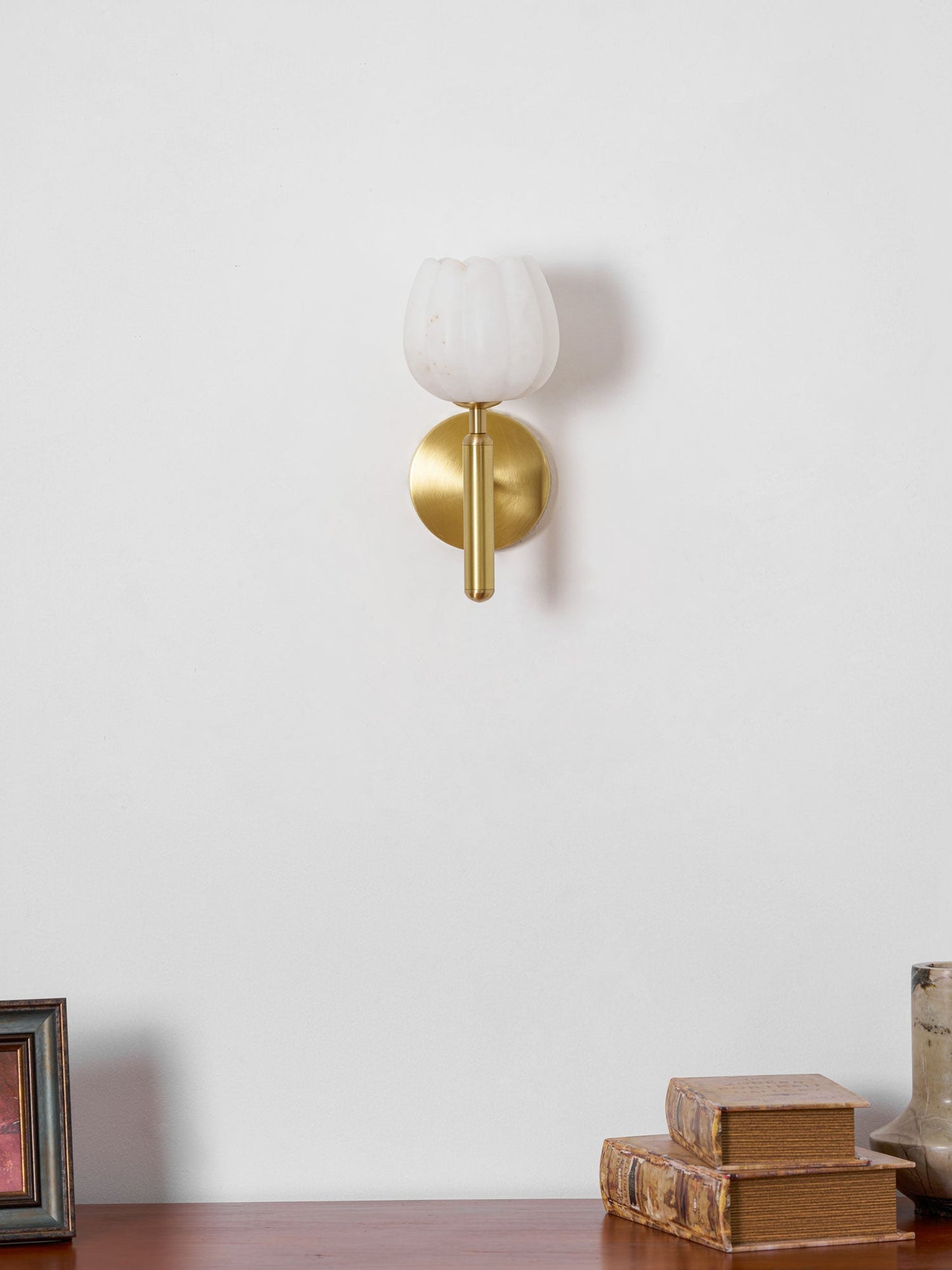 Textured Tulip Shade Wall Lamp With Round Backplate