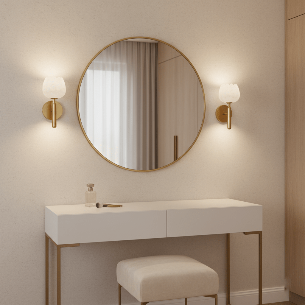 Textured Tulip Shade Wall Lamp With Round Backplate