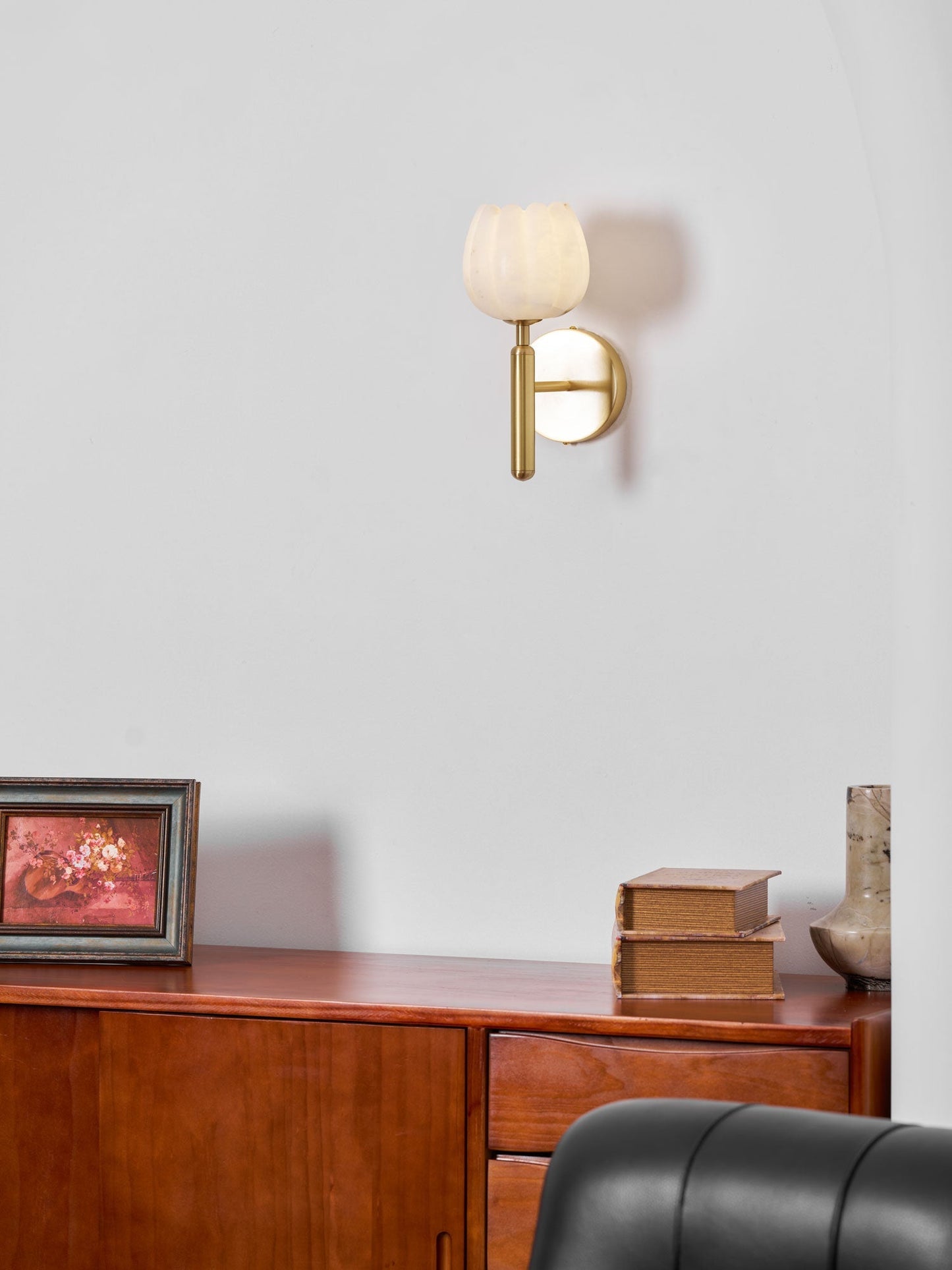 Textured Tulip Shade Wall Lamp With Round Backplate