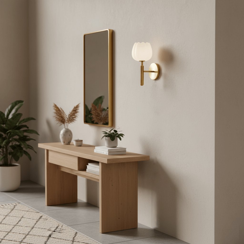 Textured Tulip Shade Wall Lamp With Round Backplate