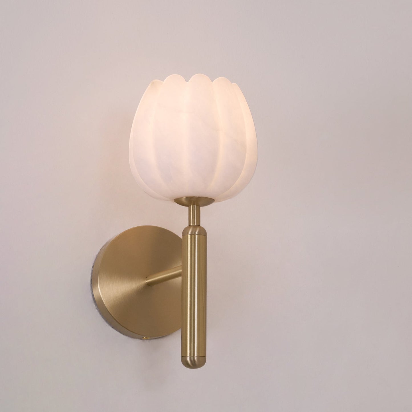 Textured Tulip Shade Wall Lamp With Round Backplate