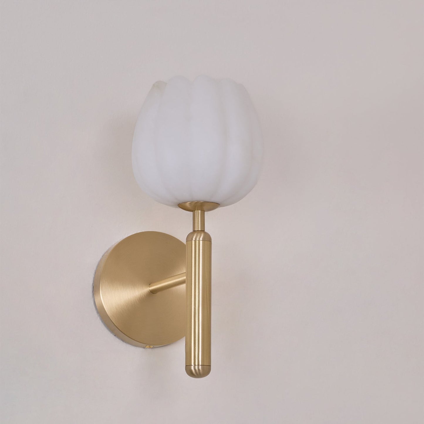 Textured Tulip Shade Wall Lamp With Round Backplate