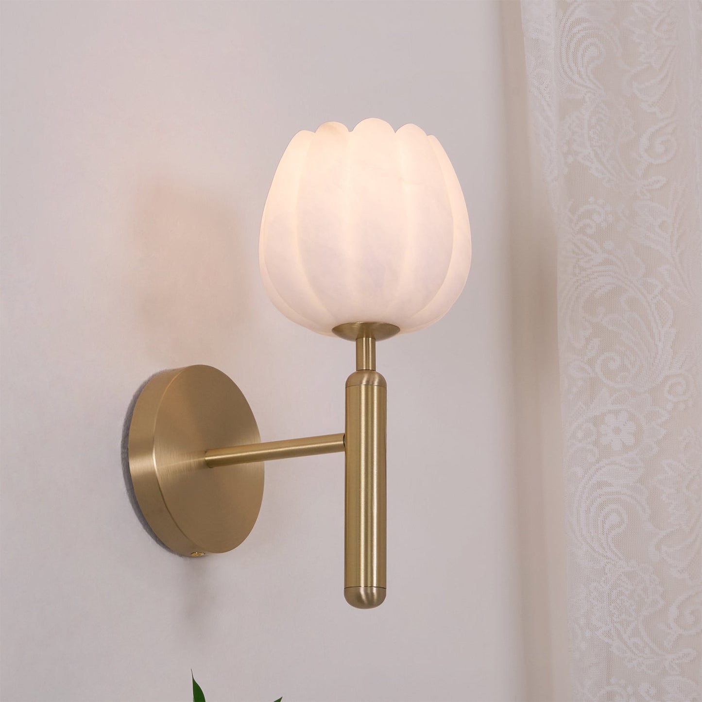 Textured Tulip Shade Wall Lamp With Round Backplate