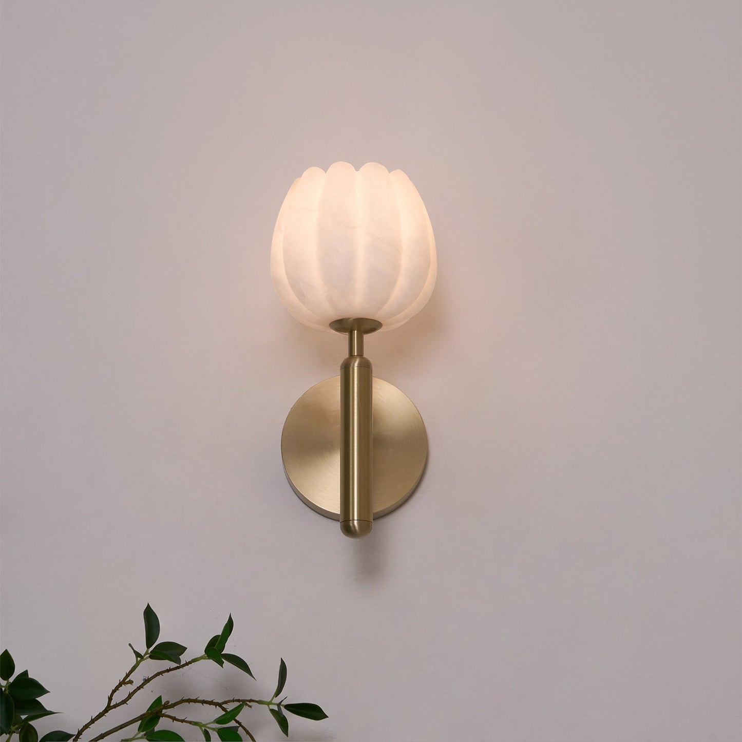 Textured Tulip Shade Wall Lamp With Round Backplate