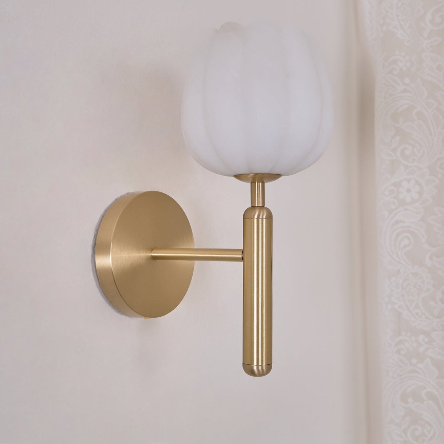 Textured Tulip Shade Wall Lamp With Round Backplate
