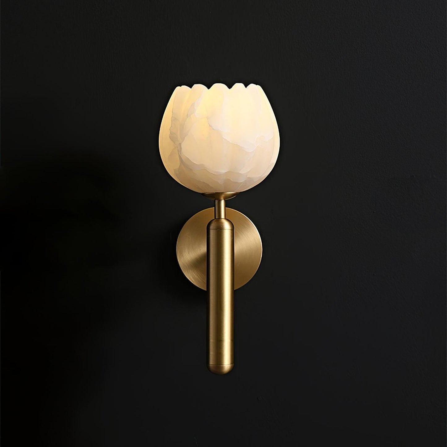 Textured Tulip Shade Wall Lamp With Round Backplate