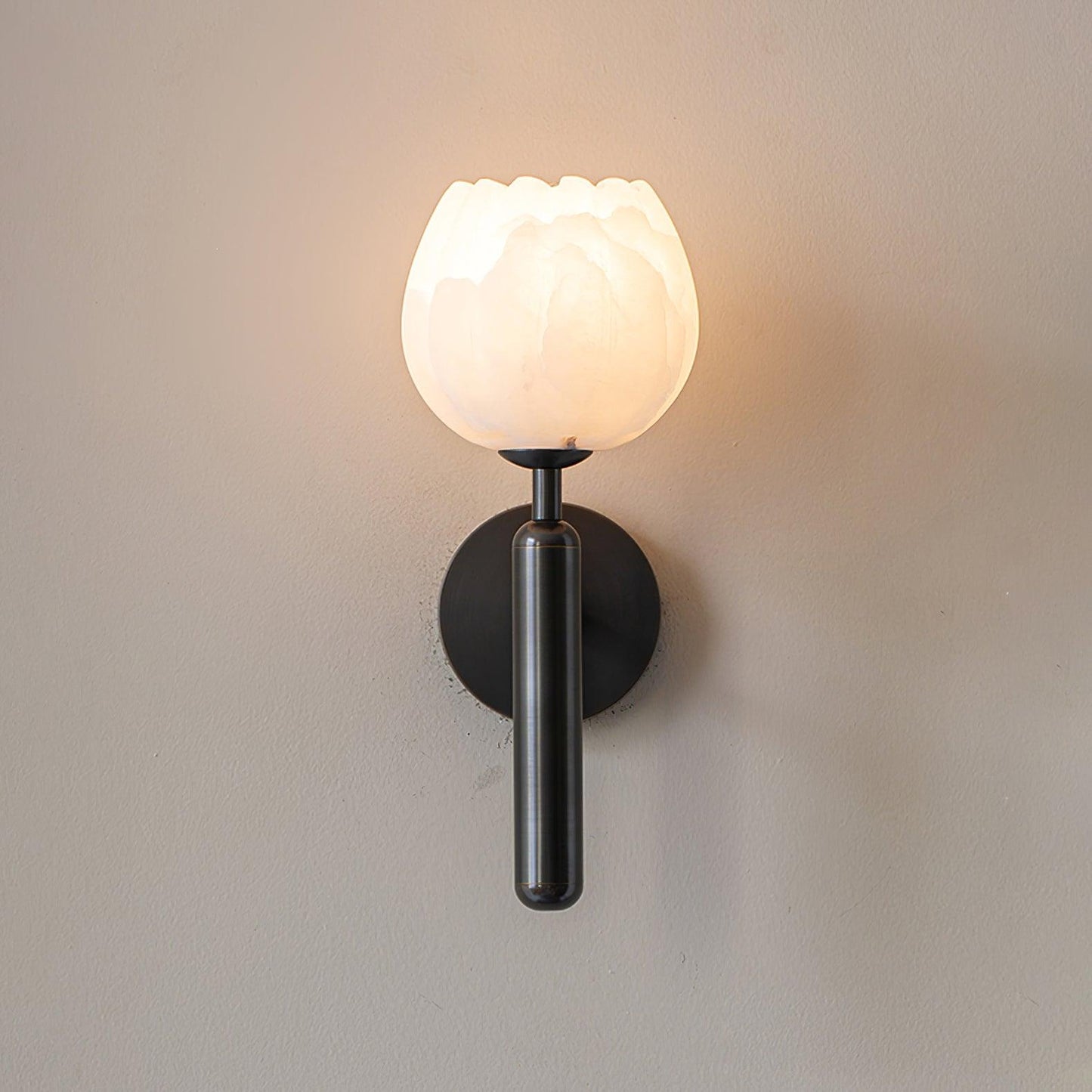 Textured Tulip Shade Wall Lamp With Round Backplate