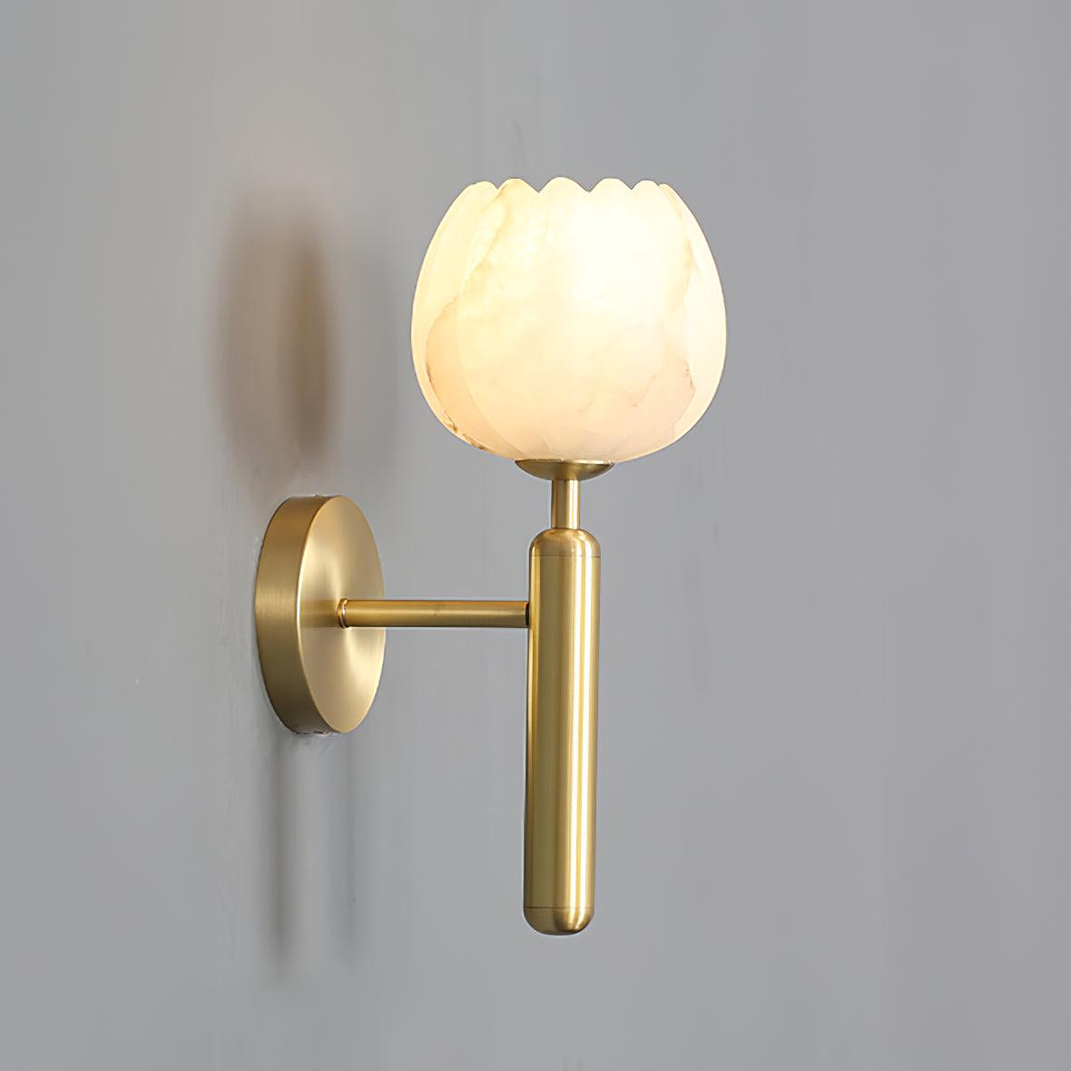 Textured Tulip Shade Wall Lamp With Round Backplate