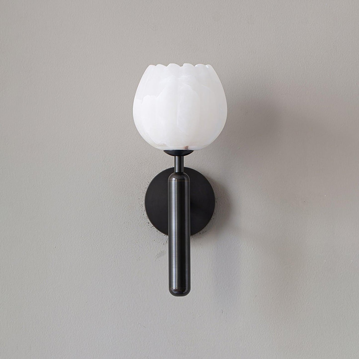 Textured Tulip Shade Wall Lamp With Round Backplate
