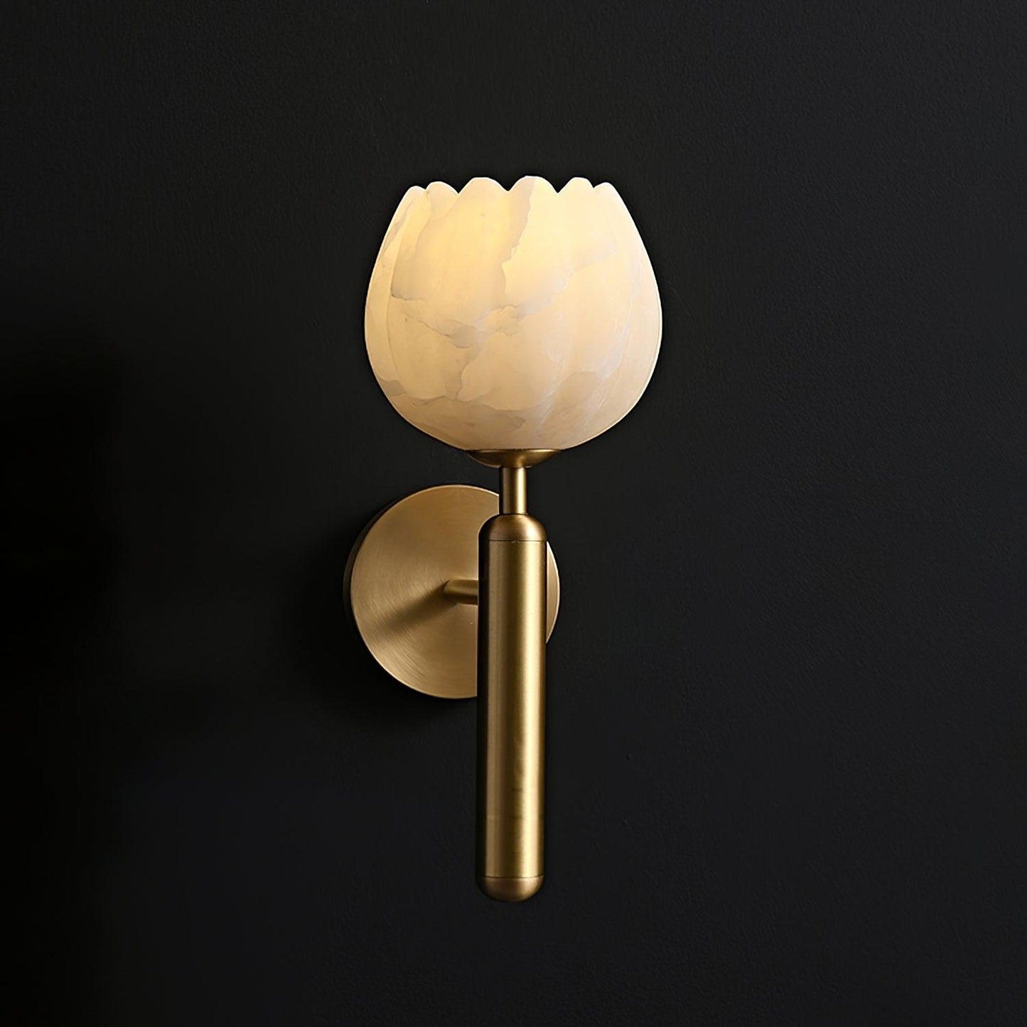 Textured Tulip Shade Wall Lamp With Round Backplate