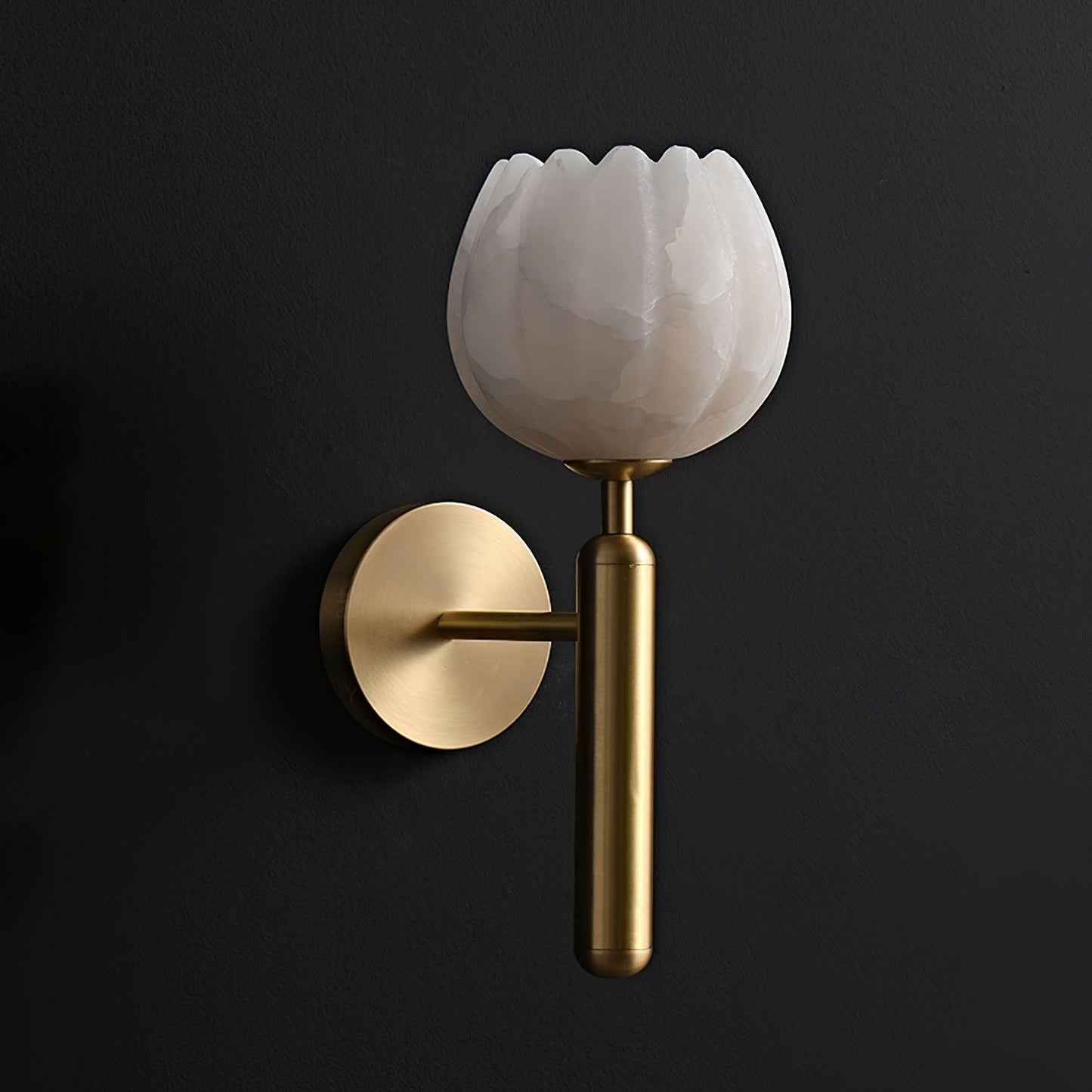 Textured Tulip Shade Wall Lamp With Round Backplate