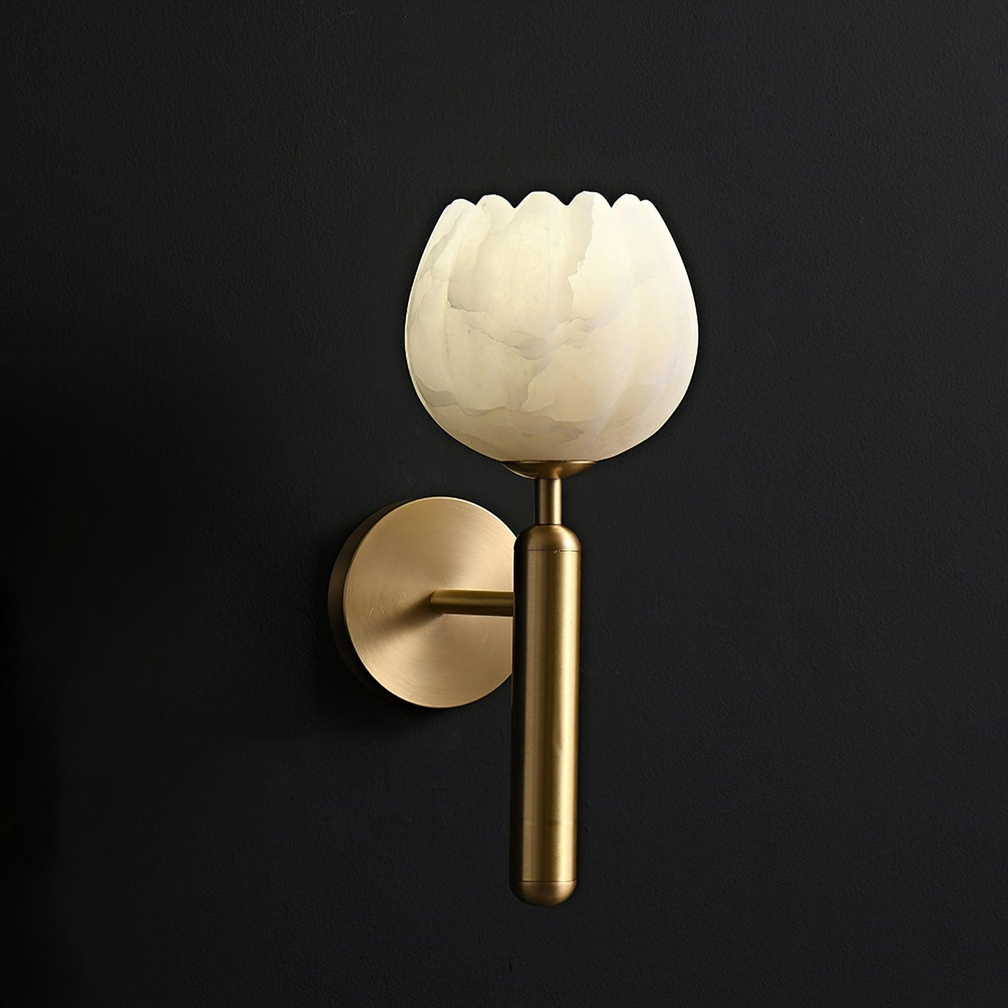 Textured Tulip Shade Wall Lamp With Round Backplate