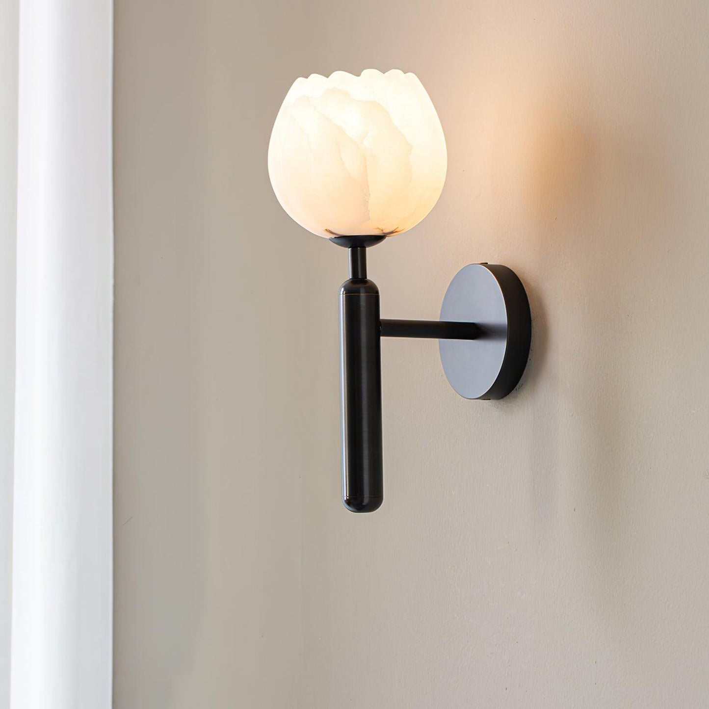 Textured Tulip Shade Wall Lamp With Round Backplate
