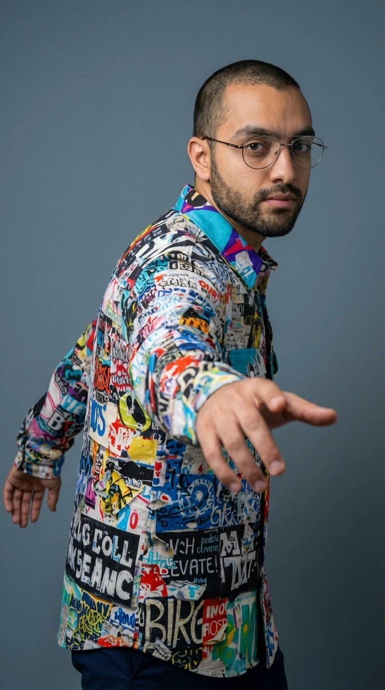Maximalist Graffiti Art Men’s Bomber Jacket - Bold All-Over Print Streetwear, Warm Fleece-Lined Winter Coat