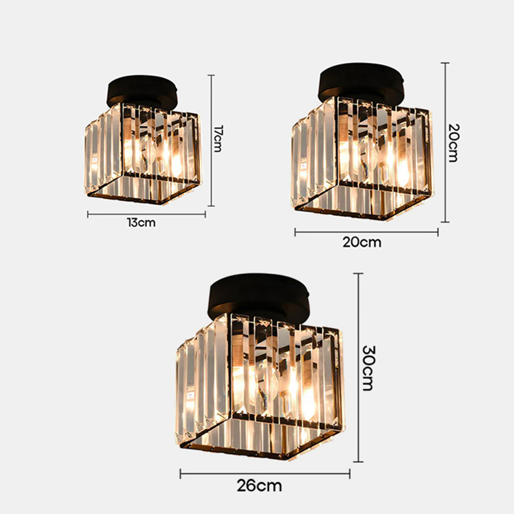 1-Light Flush Mount K9 Crystal Glass Hallway Ceiling Light