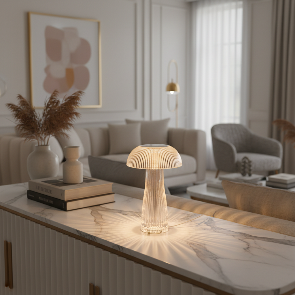 LED Table Lamp Cordless Touch Control Adjustable Brightness Transparent