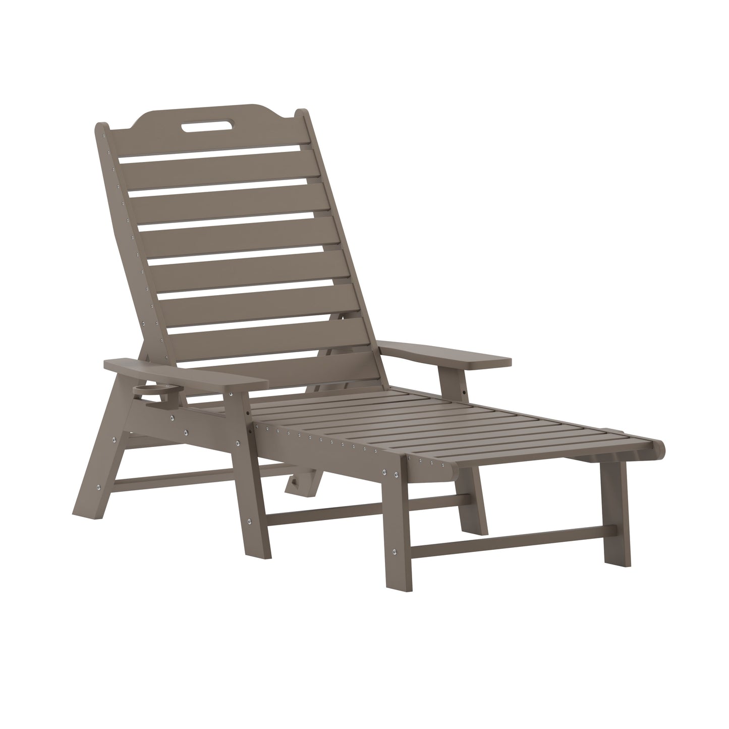 Monterey Commercial Grade 3-Piece Indoor/Outdoor Adirondack Set with 2 Adjustable HDPE Loungers with Cup Holders and 2-Tier Side Table
