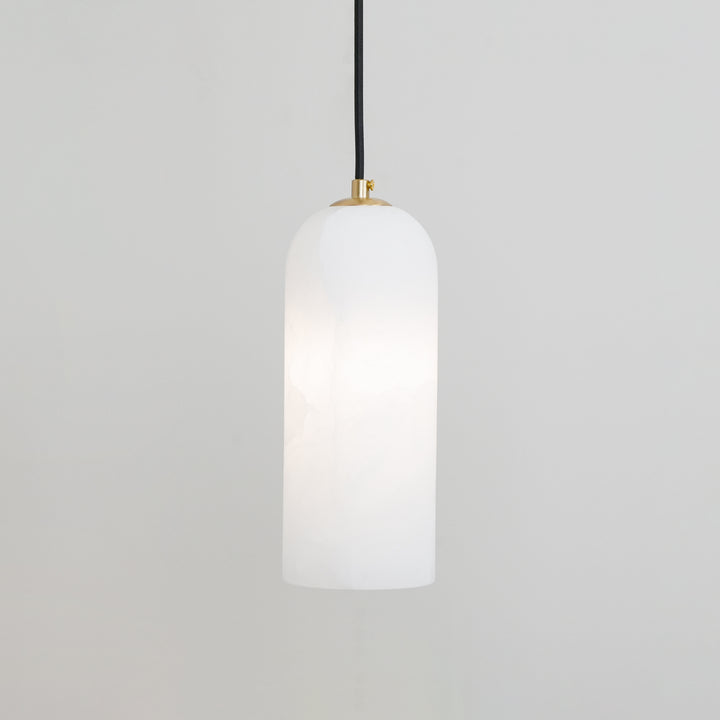 Slim Alabaster Cylinder Pendant Light With Single-Drop Design