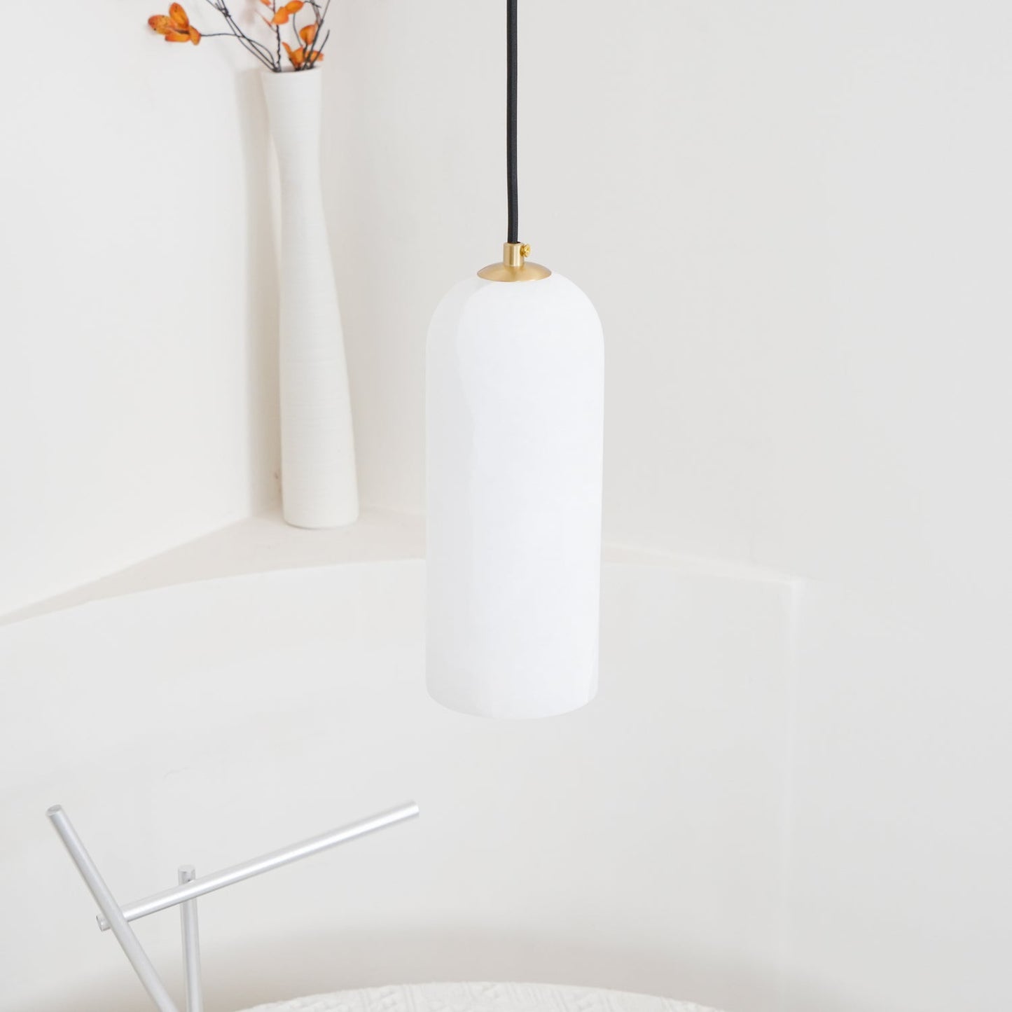 Slim Alabaster Cylinder Pendant Light With Single-Drop Design