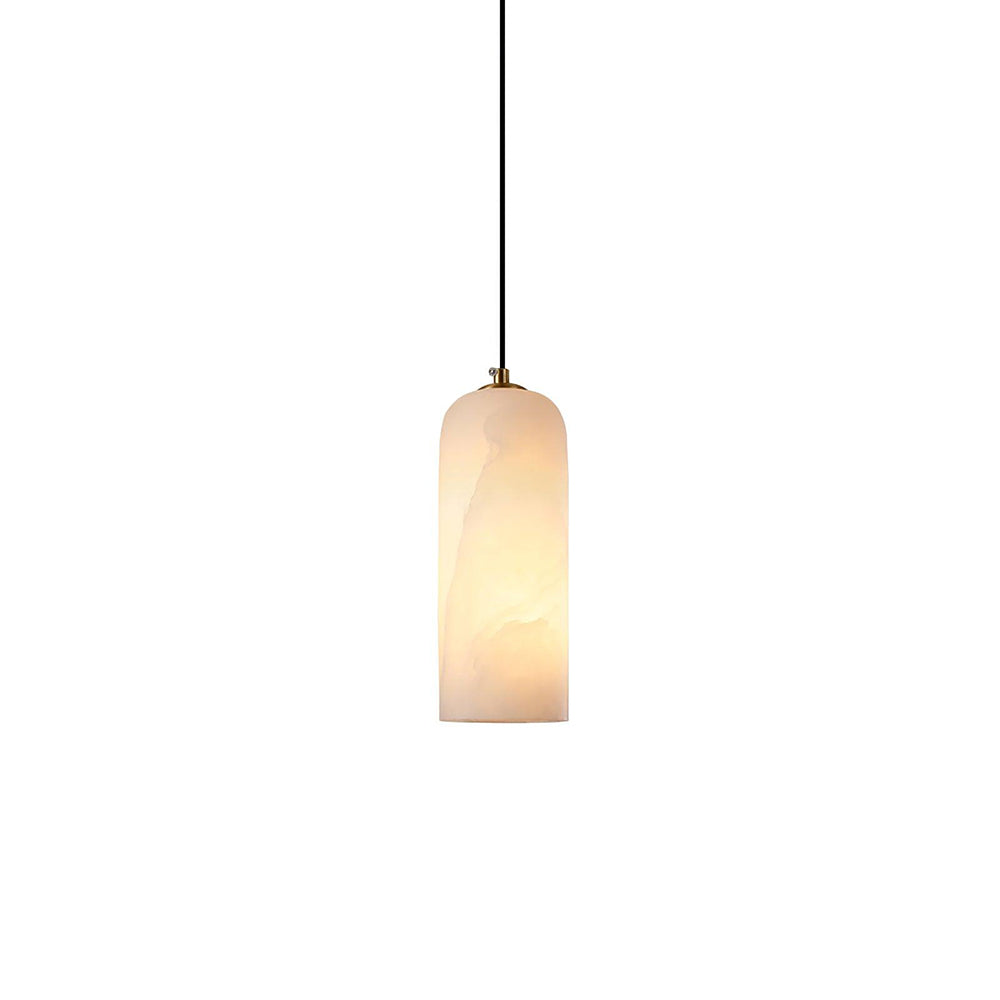 Slim Alabaster Cylinder Pendant Light With Single-Drop Design