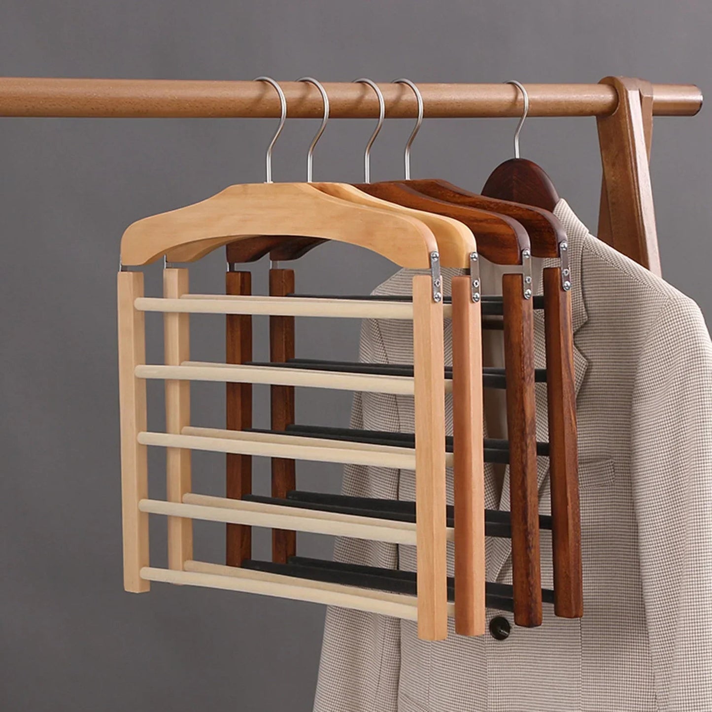 Multi Pants Hanger 5 Bar Rotating Hook, Space-Saving Hanger