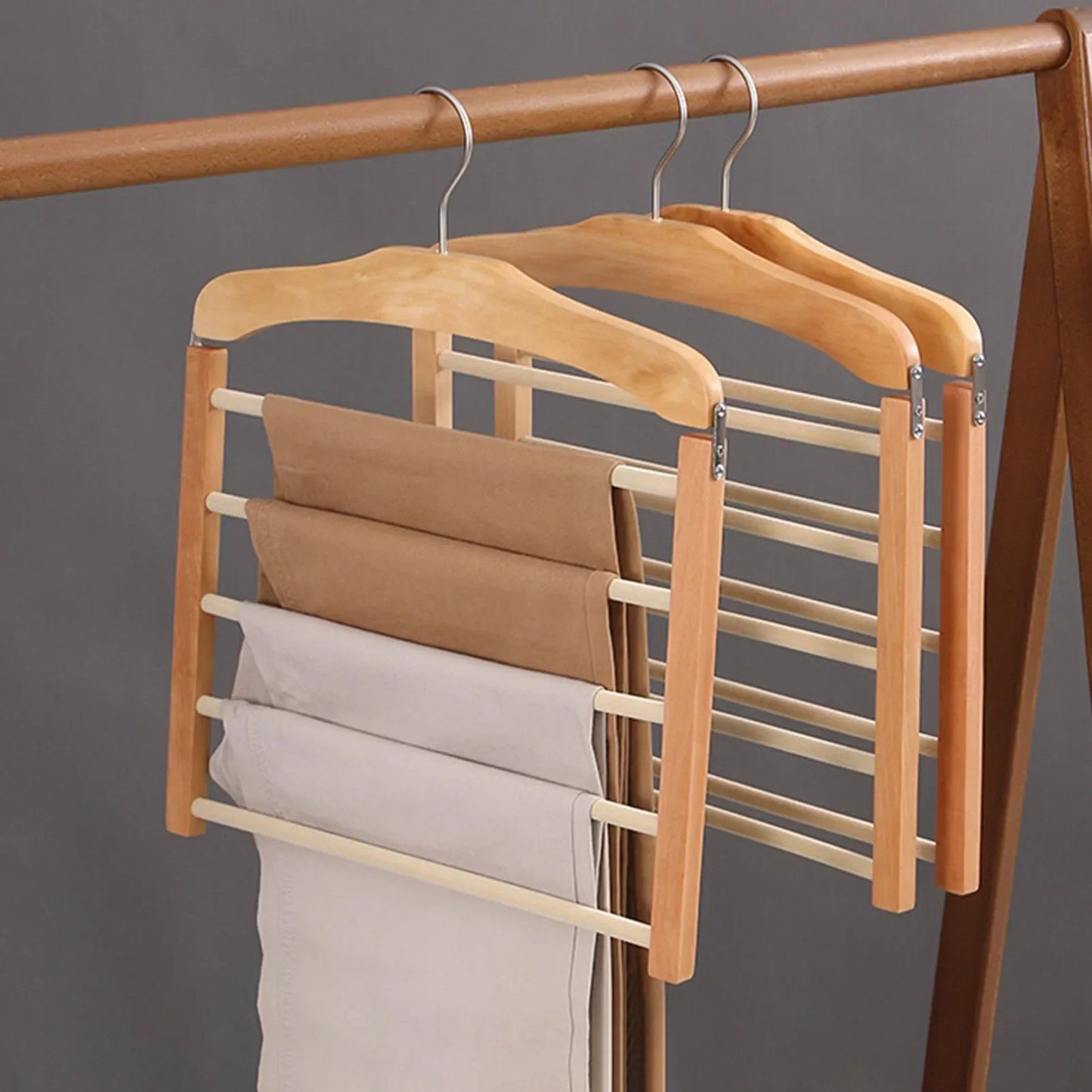 Multi Pants Hanger 5 Bar Rotating Hook, Space-Saving Hanger