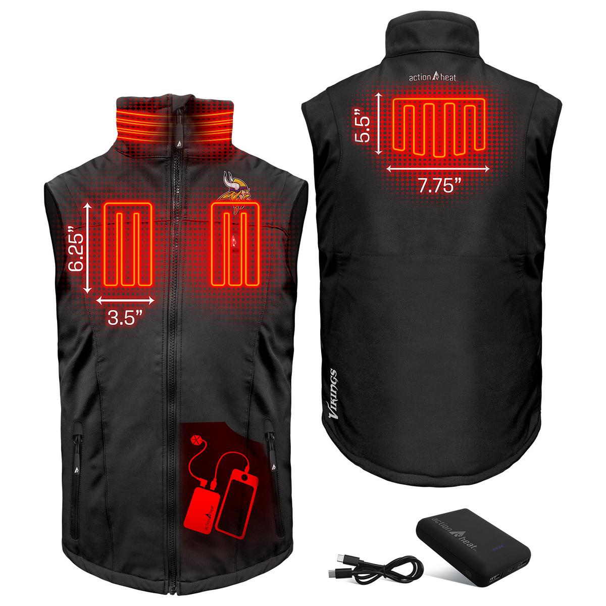 ActionHeat Minnesota Vikings 5V Men's Softshell Battery Heated Vest