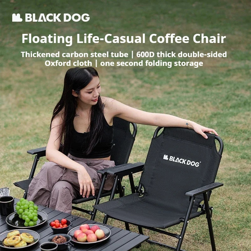Blackdog Leisure Coffee Chair Portable Casual Folding Chair 600D Thick Double-Layer Oxford Cloth Camping Fishing Wood Armchair Bearing 120kg Seat