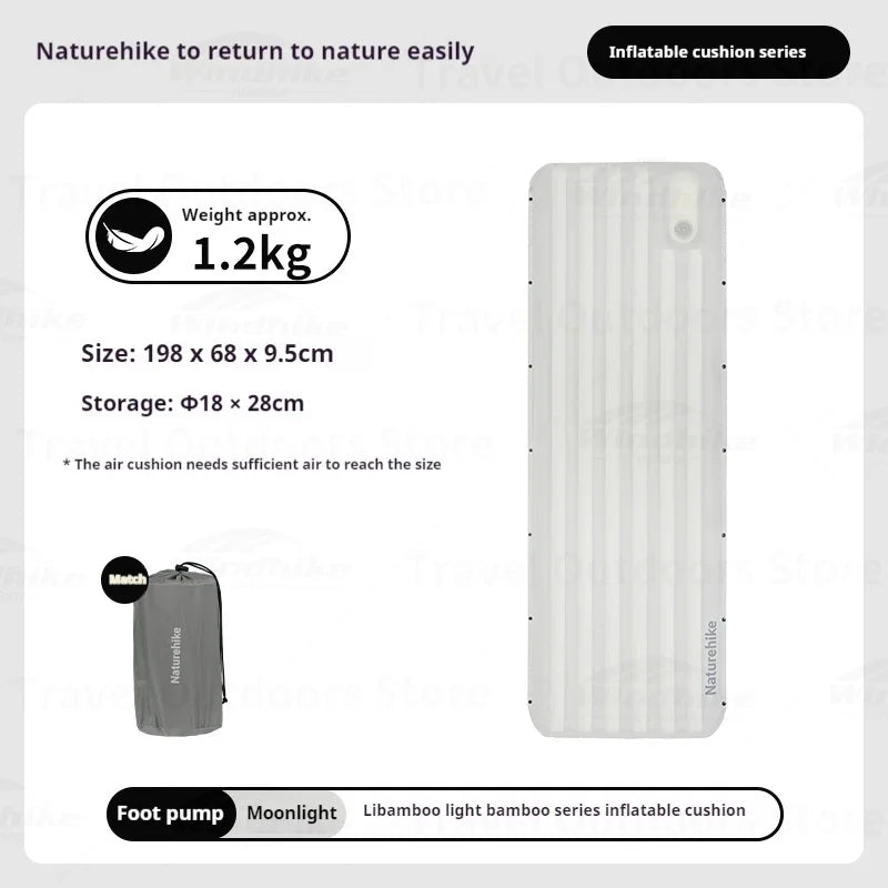 Naturehike Inflatable Cushion Series Inflatable Mat Splicing Sleeping Pad 2 Different Style Camping TPU Thickened 9.5cm Outdoor Bed Air Mattress