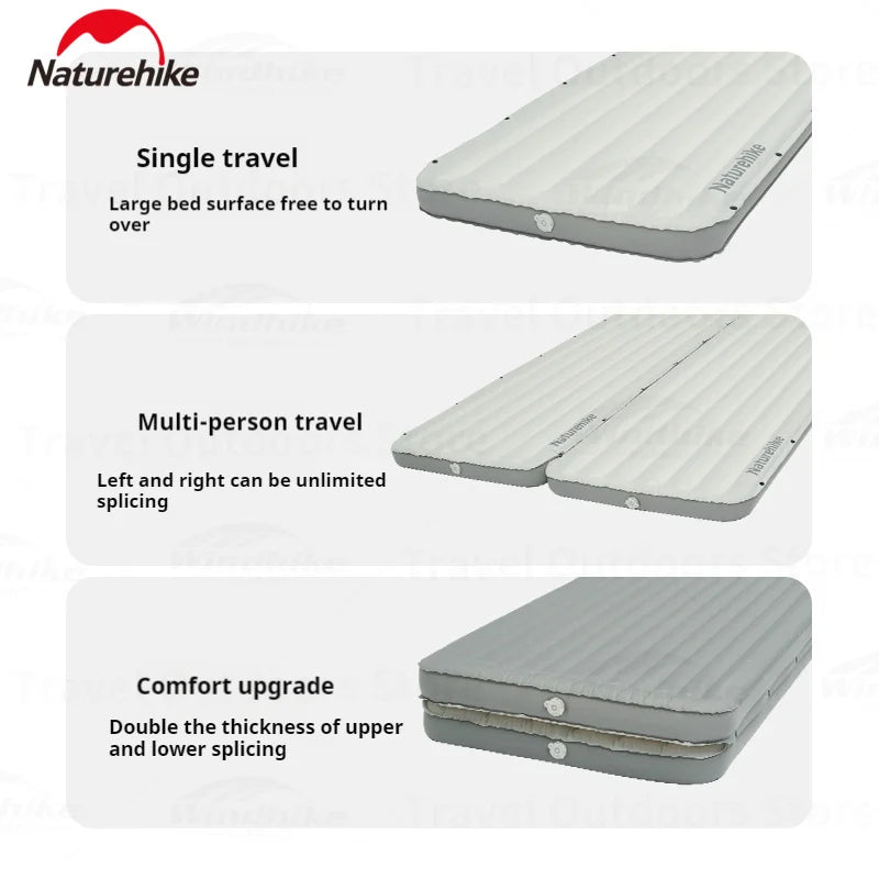 Naturehike Inflatable Cushion Series Inflatable Mat Splicing Sleeping Pad 2 Different Style Camping TPU Thickened 9.5cm Outdoor Bed Air Mattress