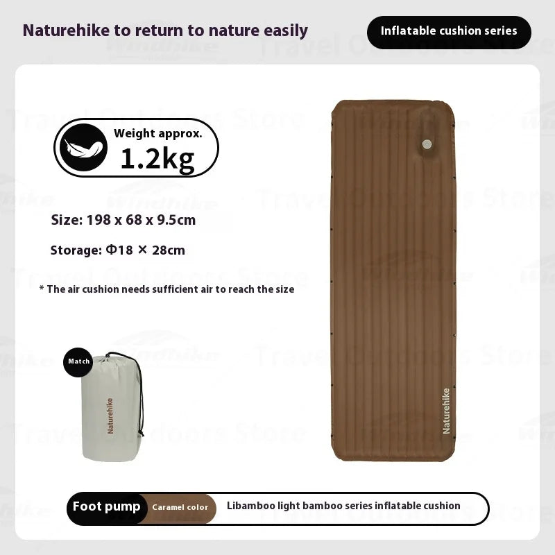 Naturehike Inflatable Cushion Series Inflatable Mat Splicing Sleeping Pad 2 Different Style Camping TPU Thickened 9.5cm Outdoor Bed Air Mattress
