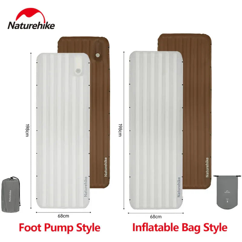 Naturehike Inflatable Cushion Series Inflatable Mat Splicing Sleeping Pad 2 Different Style Camping TPU Thickened 9.5cm Outdoor Bed Air Mattress