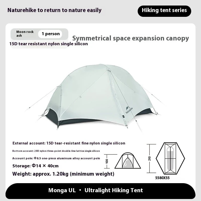 Naturehike MONGAR Series UL Tent Portable Ultralight 1 and 2 Person 15D Nylon Rainproof Expandable Canopy Double Layer Camping Outdoor Hiking Backpacking Cycling Tent